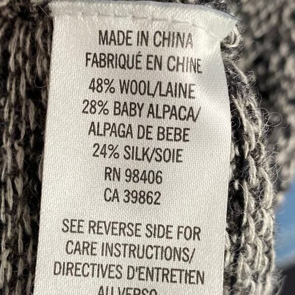 Theory Scoop Neck Knit Sweater Wool Baby Alpaca Silk Blend Gray Black Womens M - Picture 9 of 9